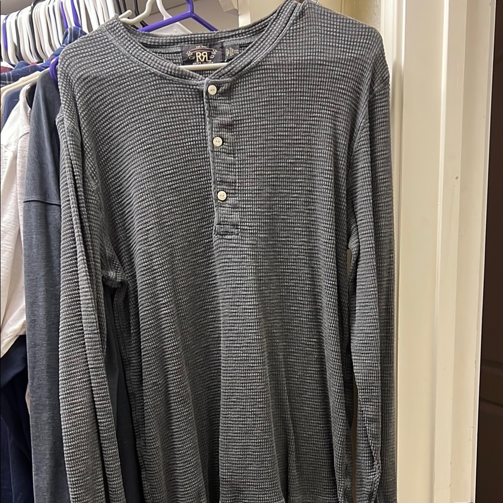 RRL Gray Henley Shirt